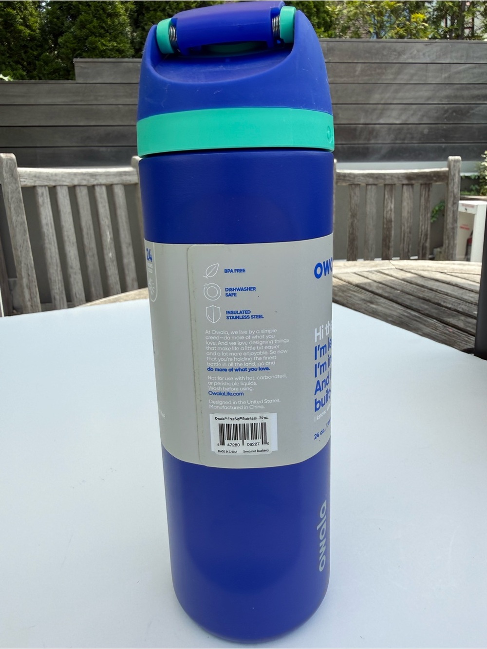 Owala 24oz Insulated Water Bottle in Blue with Teal Accent - Picture 2 of 5